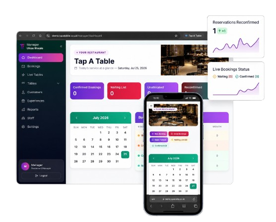 Tap a Table Restaurant Booking Dashboard